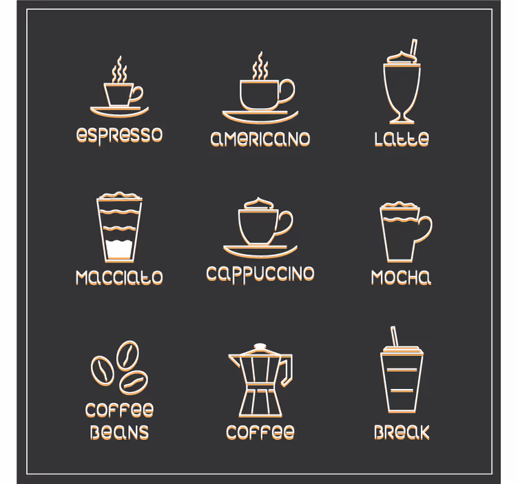 Sottobicchieri con frase tabella caffè e bevande - TenStickers