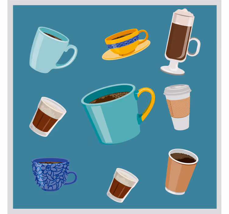 Sottobicchieri moderno varietà di tazze da caffè - TenStickers