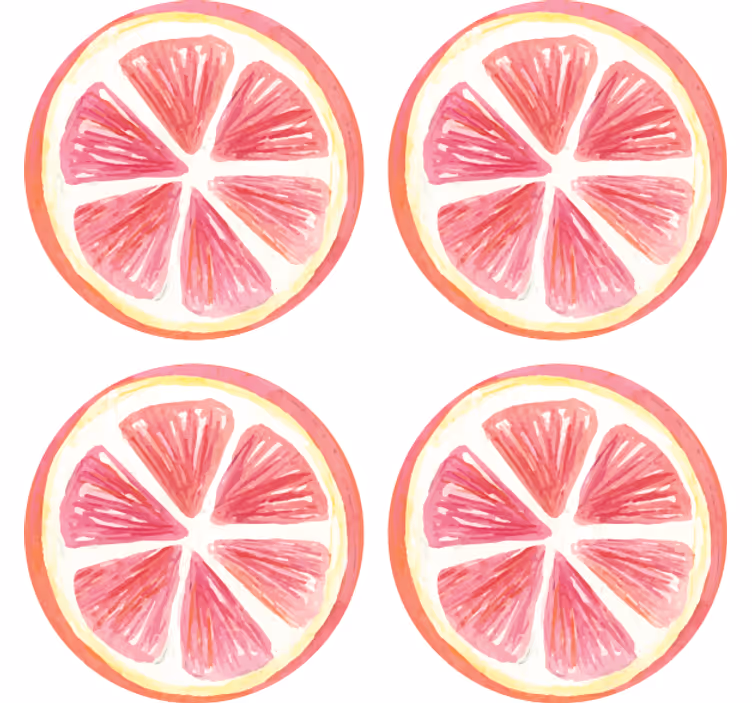 Sottobicchieri frikis fette di agrumi rosa outline - TenStickers