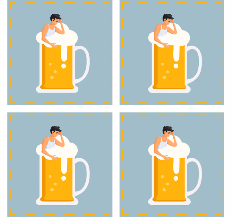 Sottobicchieri birra illustrazione tazza relax - TenStickers