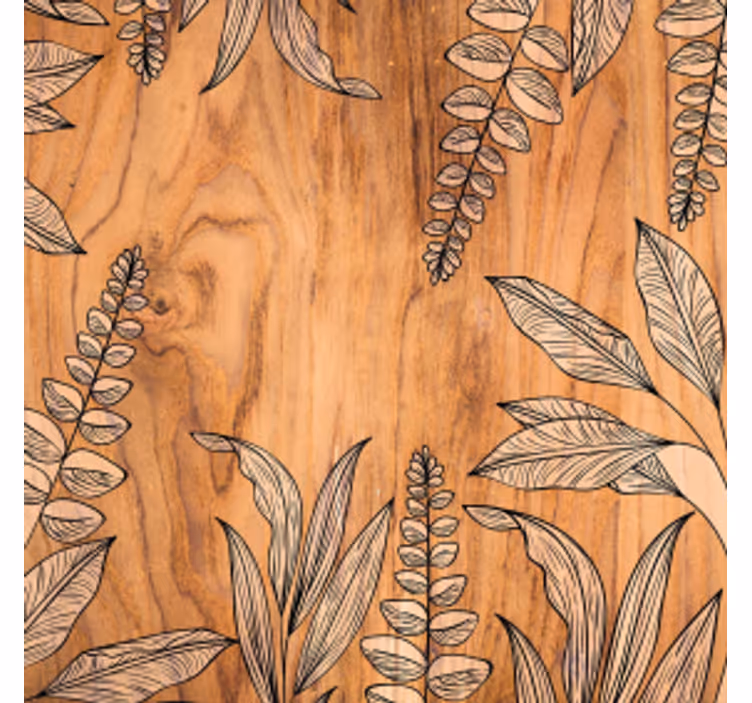 Sottobicchieri in legno naturale con contorno floreale - TenStickers
