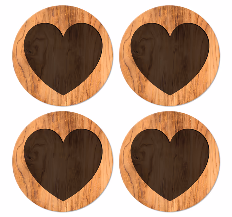 Sottobicchiere  personalizzato Cuore in legno - TenStickers