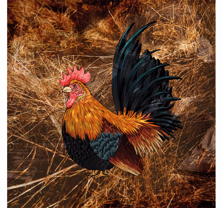 Sottobicchieri vintage opera d'arte gallo colorato - TenStickers