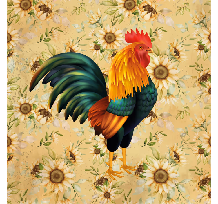 Sottobicchieri frikis illustrazione di gallo colorato - TenStickers
