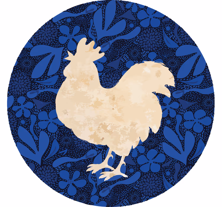 Sottobicchieri vintage silhouette floreale di gallo - TenStickers