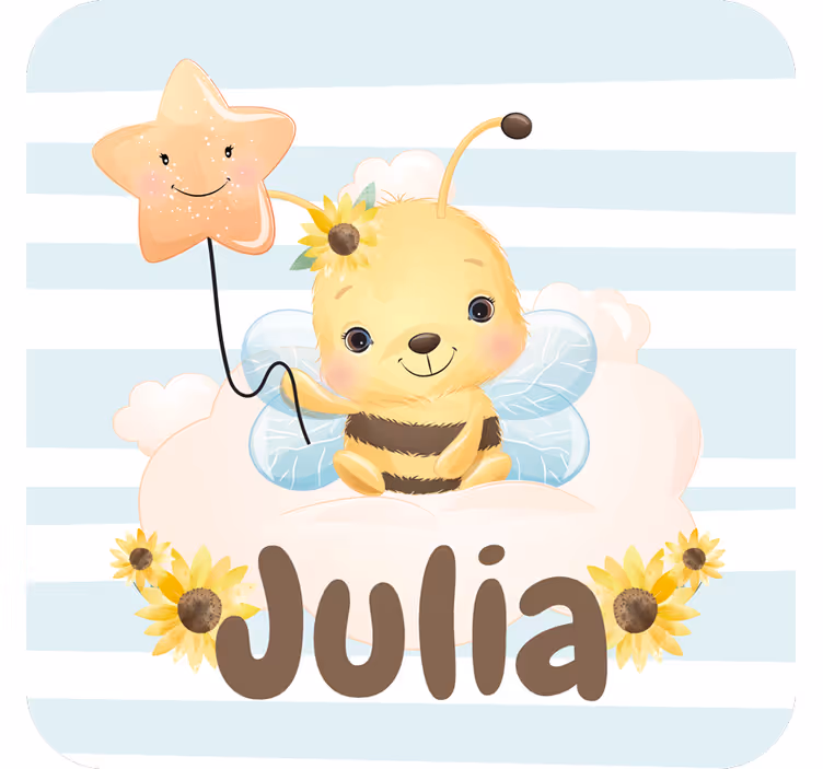 Sottobicchieri personalizzabili ape carina con stella - TenStickers