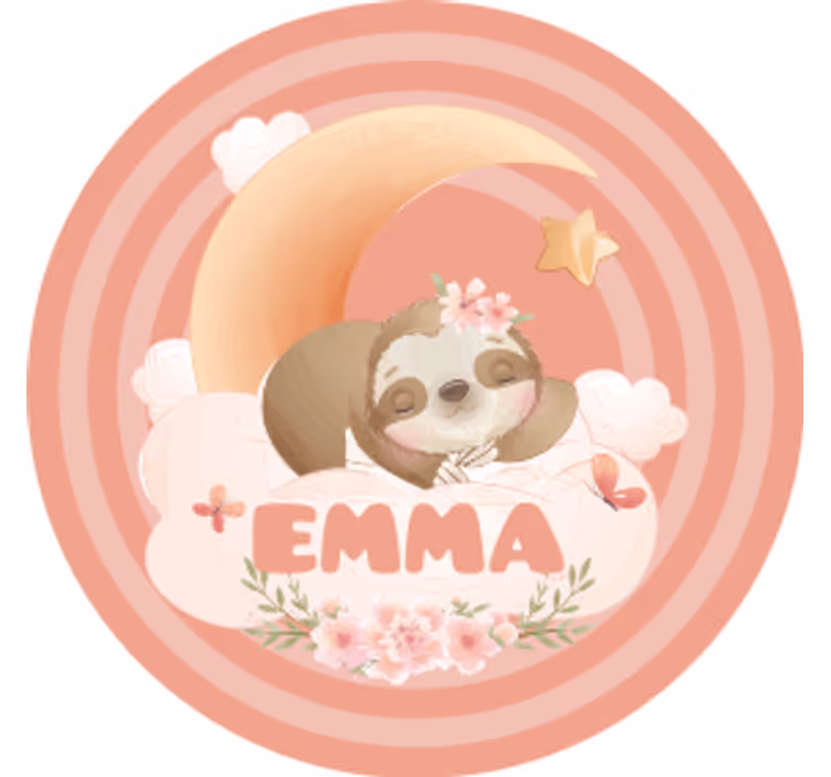 Sottobicchieri personalizzabili luna bradipo floreale - TenStickers