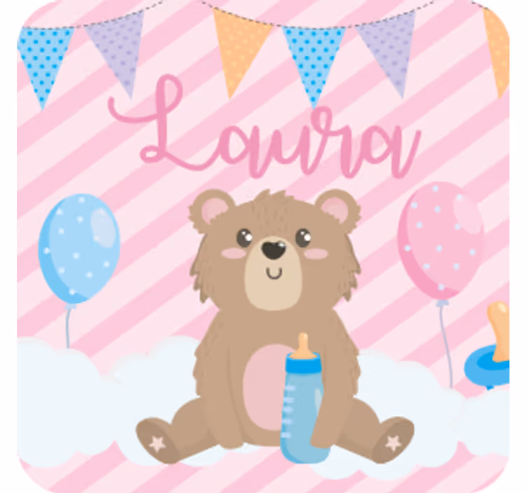 Sottobicchieri personalizzabili orsetto con palloncini - TenStickers