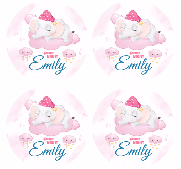 Sottobicchieri personalizzabili design elefante sonnolento - TenStickers