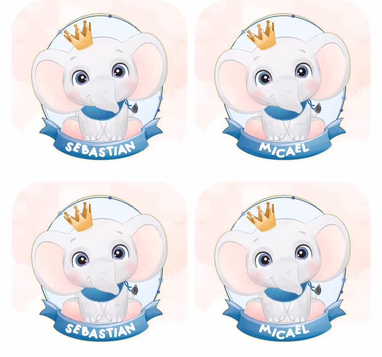 Sottobicchieri personalizzabili ritratti di elefanti - TenStickers