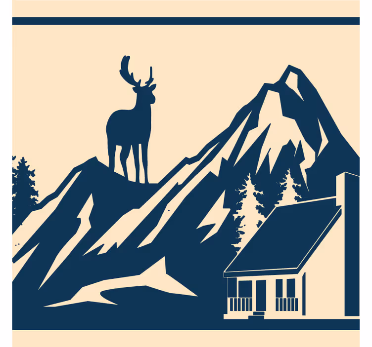 Sottobicchieri vintage paesaggio montano con cervo - TenStickers