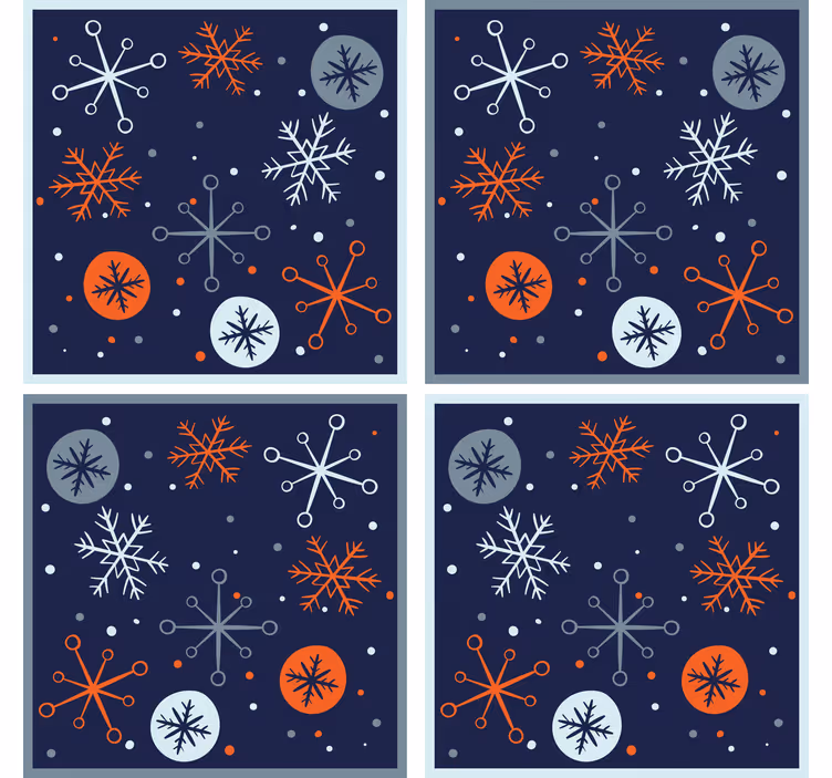 Sottobicchieri natalizi design a motivi di fiocchi di neve - TenStickers