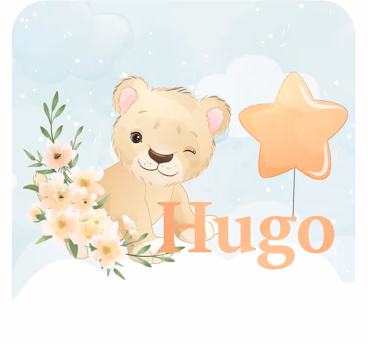 Sottobicchieri personalizzabili leone fantasioso con stella - TenStickers