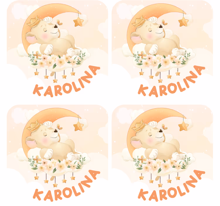 Sottobicchieri personalizzabili orso che dorme con stelle - TenStickers