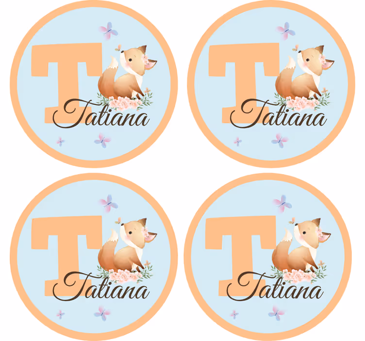 Sottobicchieri personalizzabili design volpe fantasiosa - TenStickers