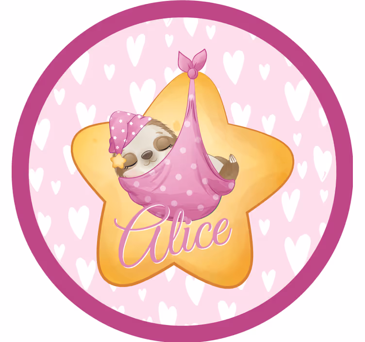 Sottobicchieri personalizzabili bradipo che dorme con stella - TenStickers