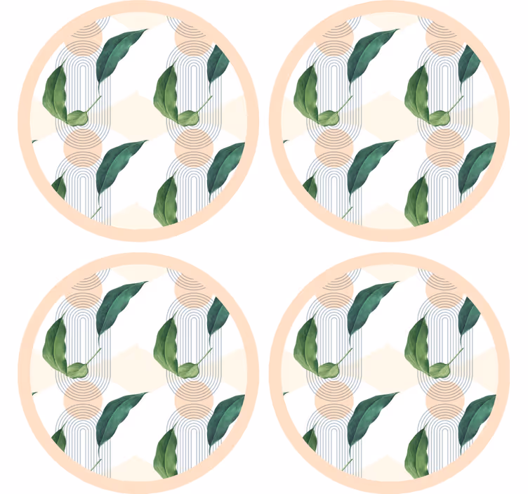 Sottobicchieri moderno motivo geometrico foglioso - TenStickers