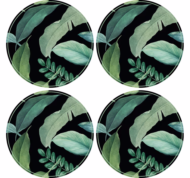 Sottobicchieri composizione verde fogliosa - TenStickers