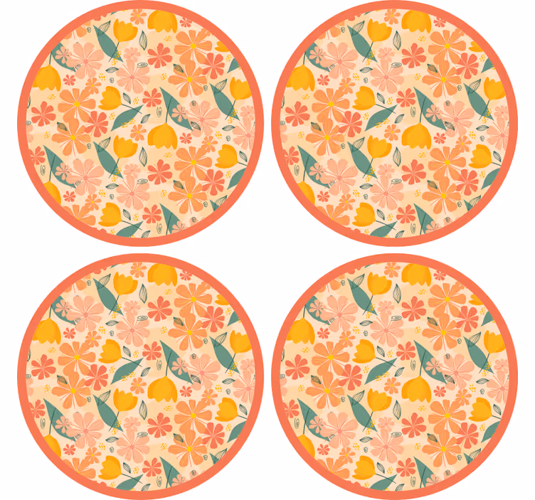 Sottobicchieri con superficie rotonda a fiori - TenStickers