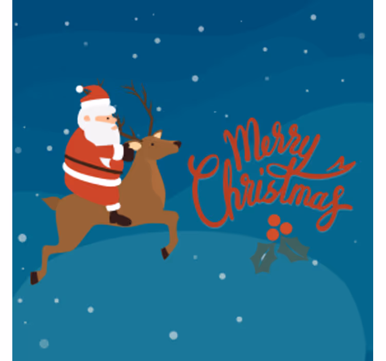 Sottobicchieri natalizi babbo natale a cavallo di renna - TenStickers