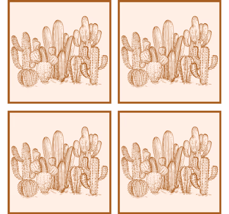 Sottobicchieri illustrazione di varietà di cactus - TenStickers