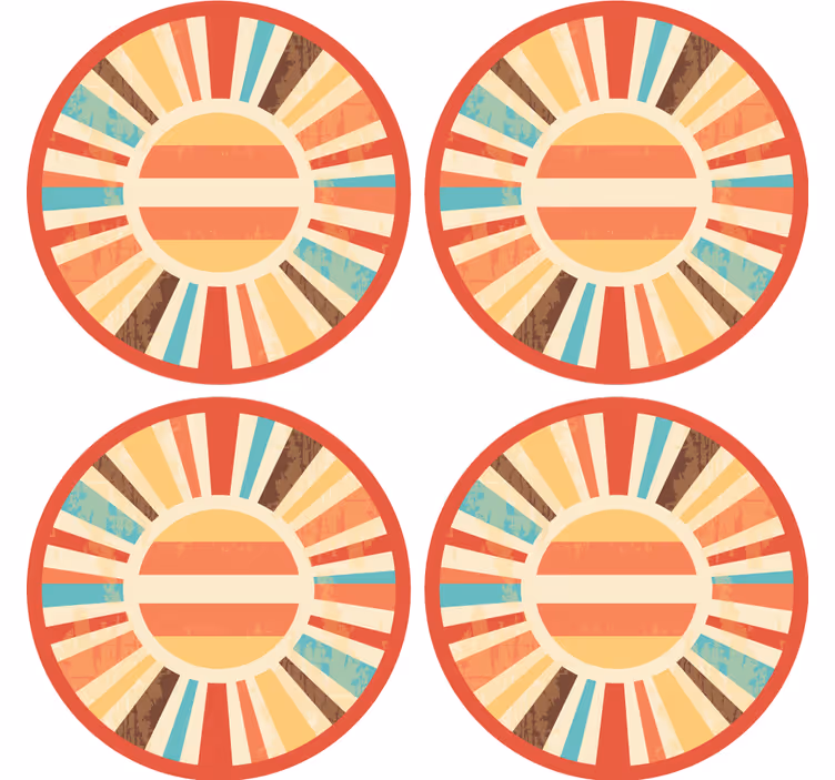 Sottobicchiere  tema vintage Raggi di sole retrò colorati - TenStickers