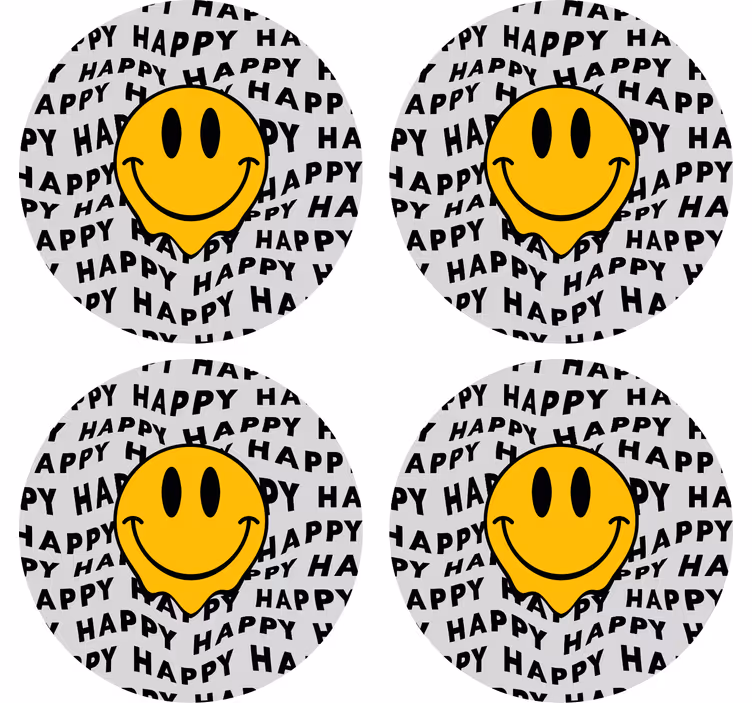 Sottobicchieri con frase faccia sorridente di felicità - TenStickers