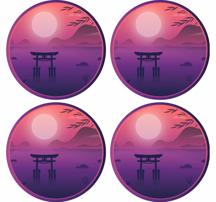 Sottobicchieri moderno paesaggio sereno al tramonto - TenStickers