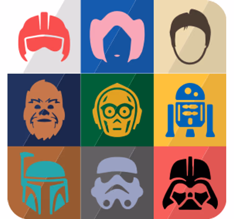 Sottobicchieri frikis volti di personaggi iconici - TenStickers