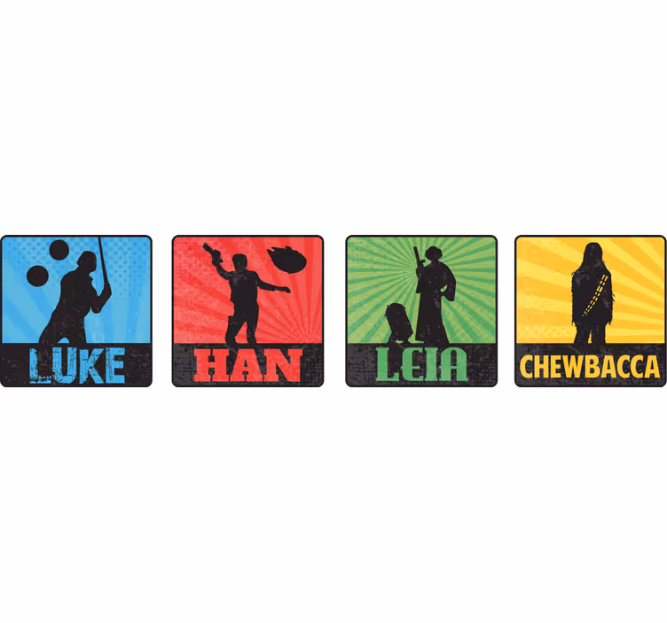 Sottobicchieri frikis silhouette di personaggi iconici - TenStickers