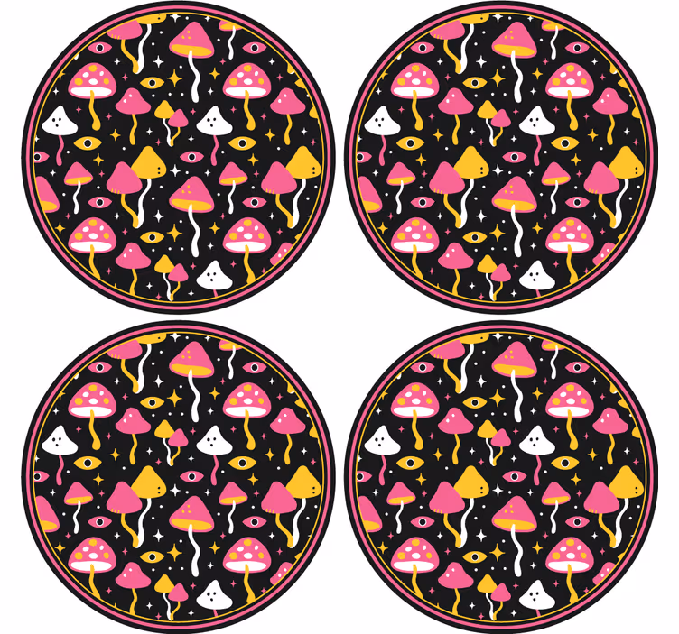 Sottobicchieri frikis con motivo fungo colorato - TenStickers
