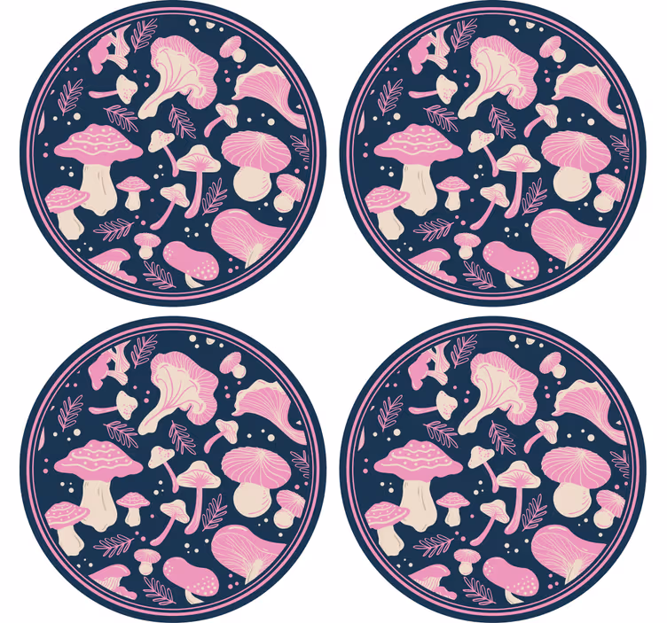 Sottobicchieri frikis motivi funghi fantasiosi - TenStickers