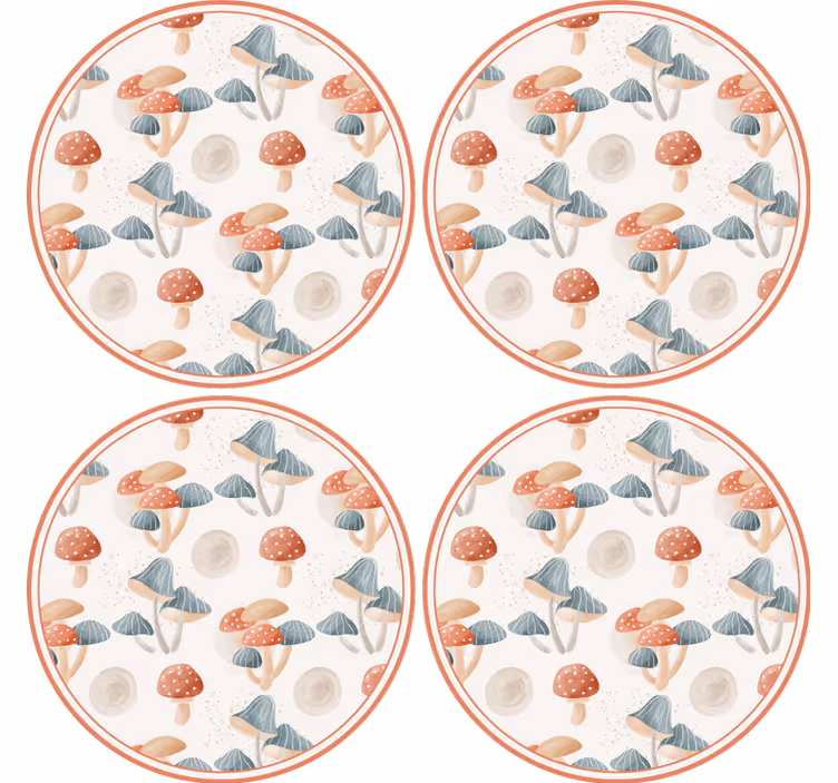Sottobicchieri frikis motivi di funghi colorati - TenStickers
