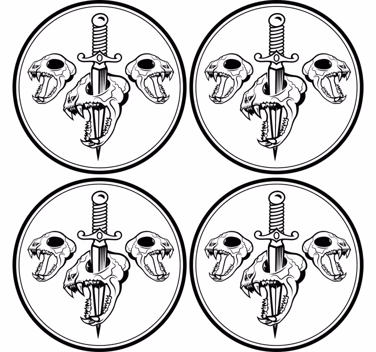 Sottobicchieri frikis arte di teschio e spada - TenStickers