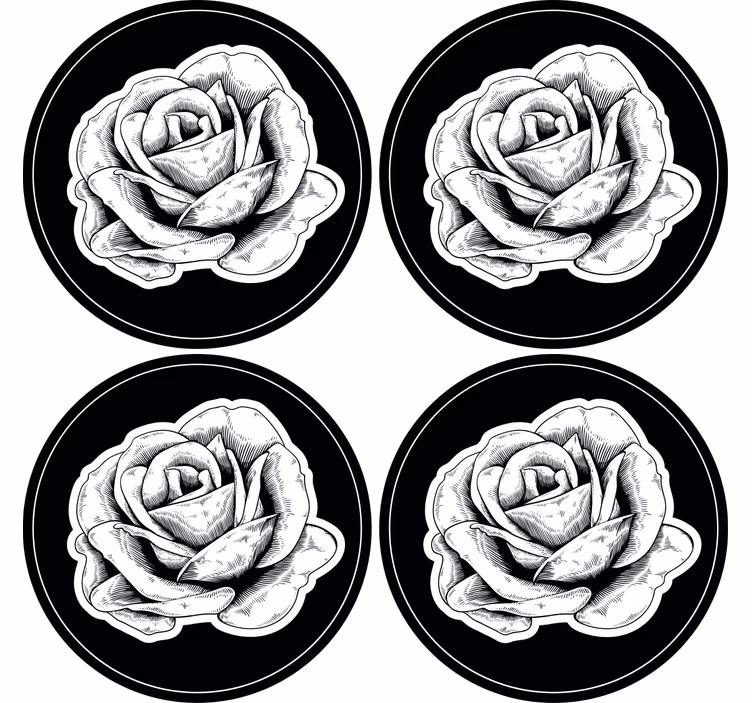Sottobicchieri rosa nera intricata - TenStickers