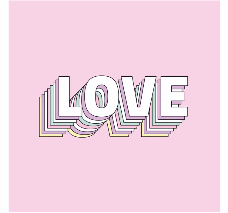 Sottobicchieri con frase tipografia d'amore rosa e bianco - TenStickers