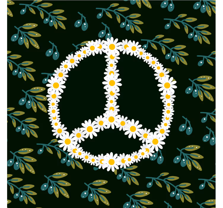 Sottobicchieri frikis simbolo della pace floreale - TenStickers