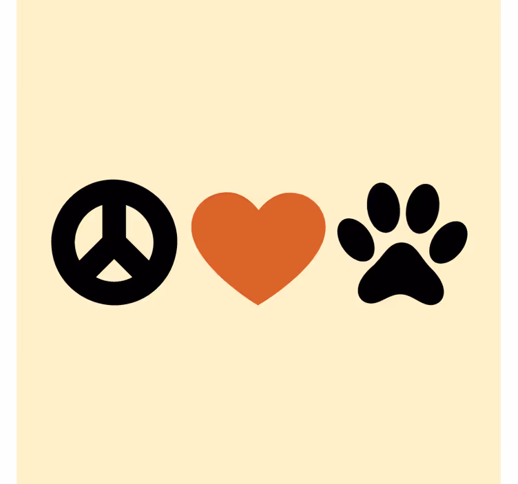 Sottobicchieri con frase pace amore animali - TenStickers