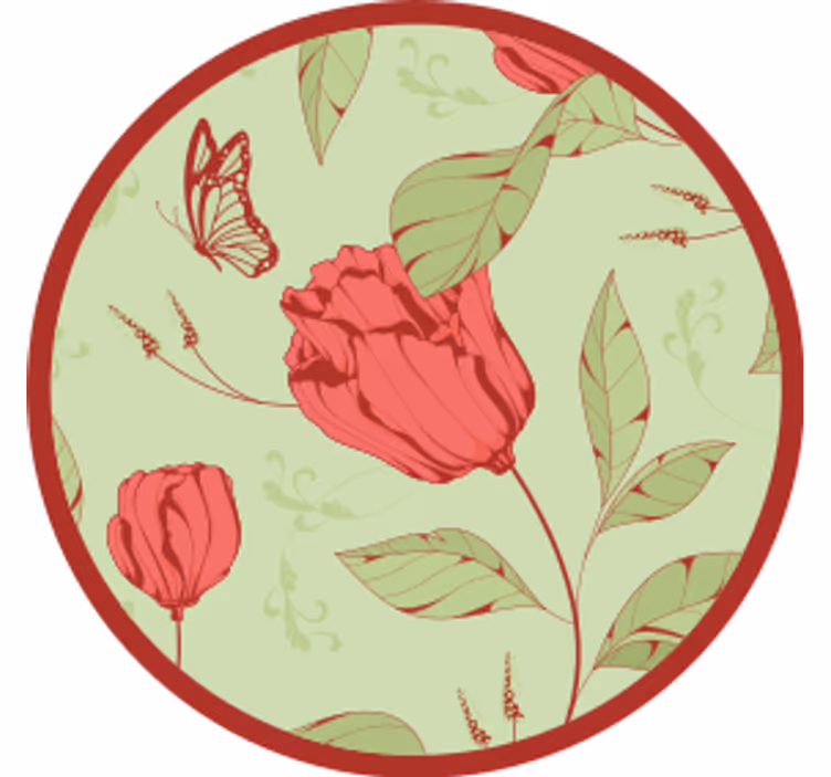 Sottobicchieri moderno con motivo floreale e farfalla - TenStickers