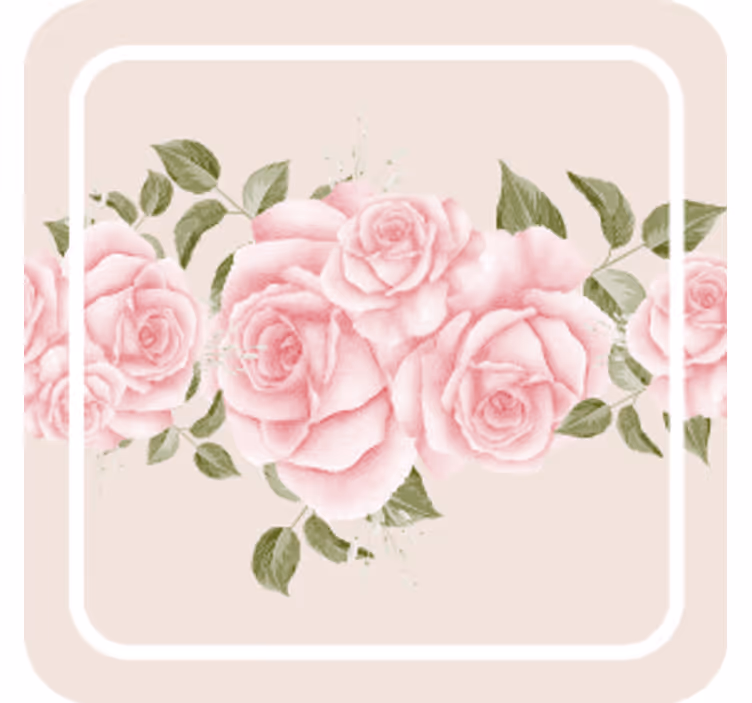 Sottobicchieri moderno con composizione floreale rosa - TenStickers