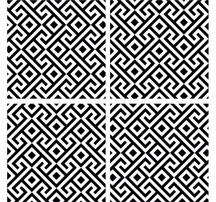 Sottobicchieri motivo geometrico bianco e nero - TenStickers