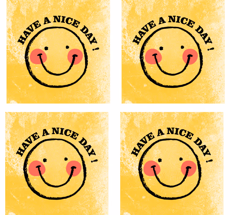 Sottobicchieri con frase faccina allegra con saluto - TenStickers
