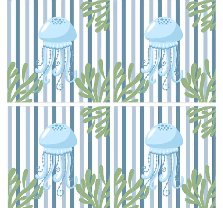 Sottobicchieri moderno con motivo medusa a righe - TenStickers