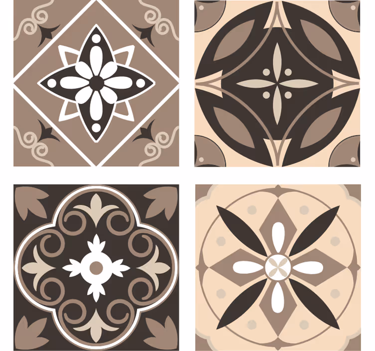 Sottobicchieri set di motivi floreali geometrici - TenStickers