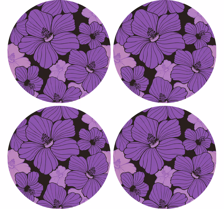 Sottobicchieri motivo floreale viola vivace - TenStickers