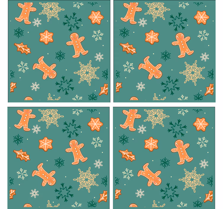 Sottobicchieri natalizi a tema biscotti di pan di zenzero - TenStickers