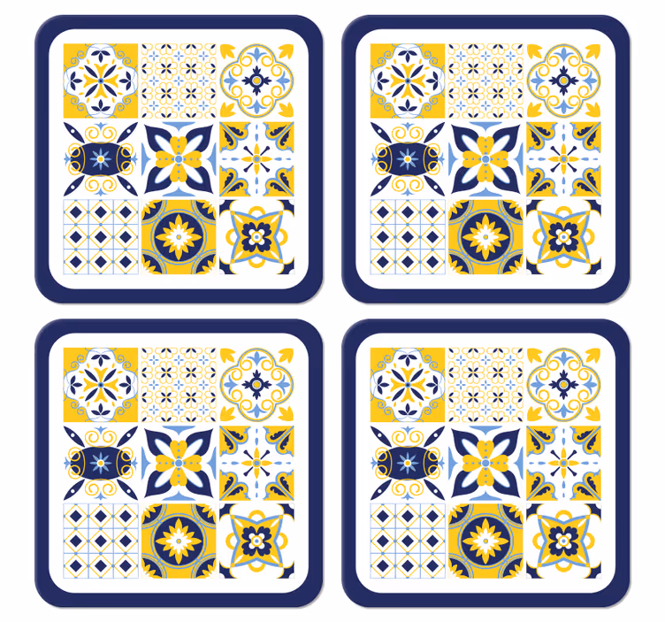 Sottobicchiere  tema piastrelle Stile portoghese blu - TenStickers