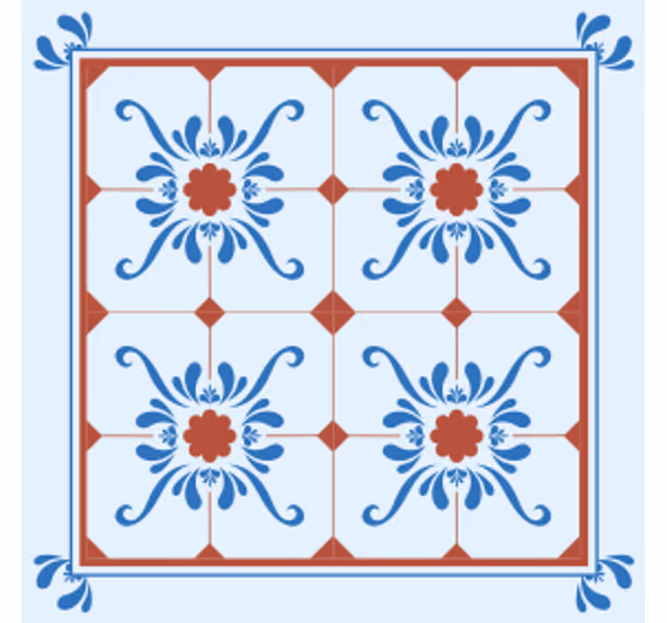 Sottobicchieri piastrelle motivo floreale decorativo - TenStickers