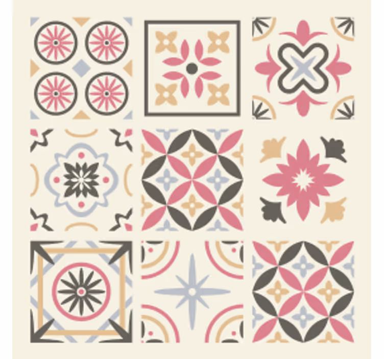 Sottobicchieri piastrelle elemento floreale geometrico - TenStickers