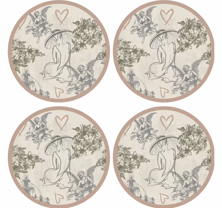 Sottobicchieri vintage figure floreali eleganti - TenStickers